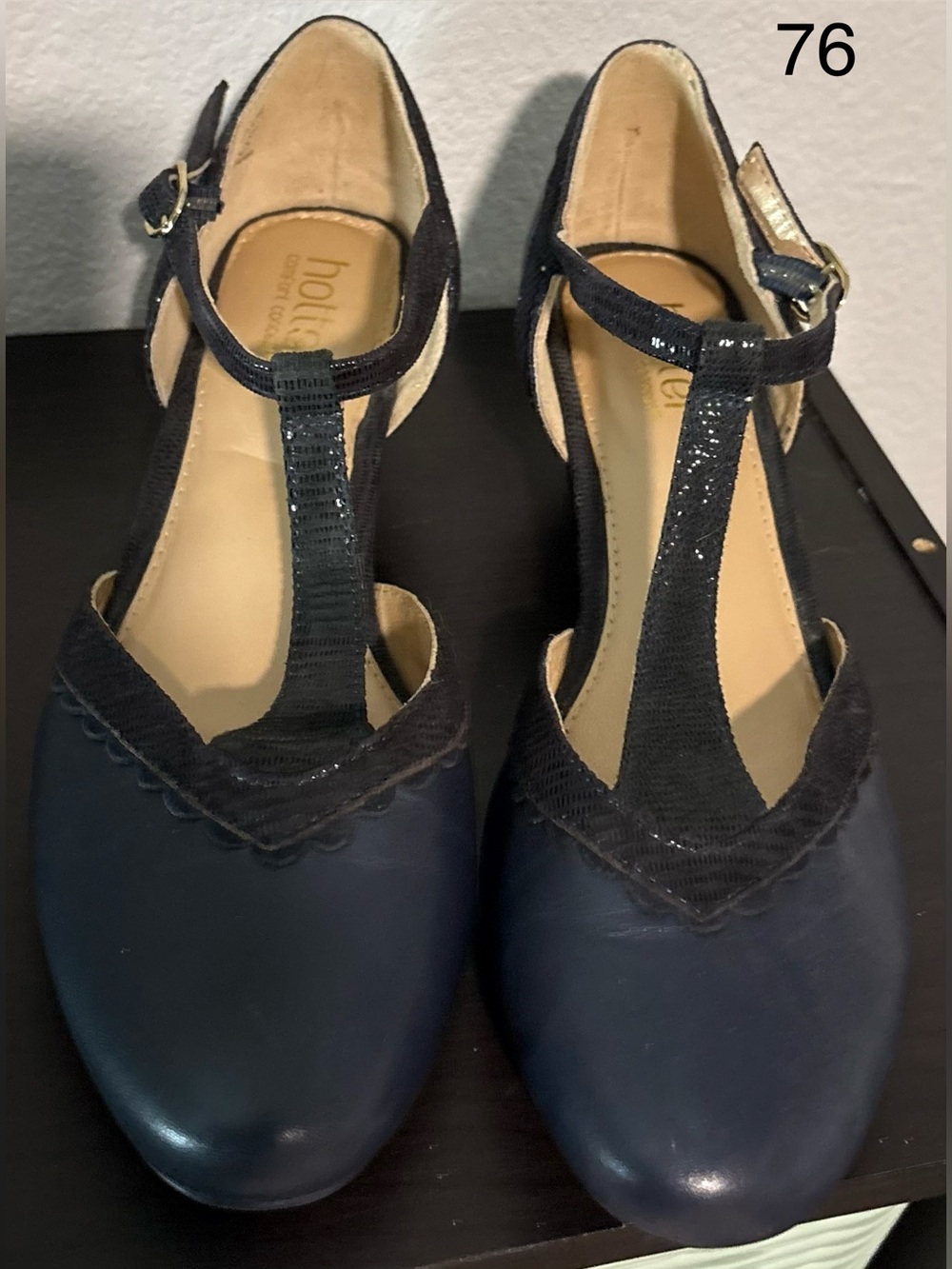 Hollie Navy T-Strap Women's Heels 👠